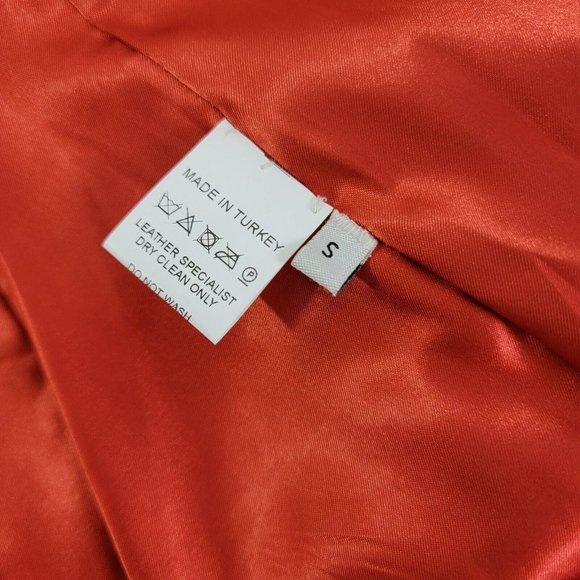 Tess Exotic Leather Jacket Size Small Red 100% Sheepskin Zip Solid UNIQUE RARE - Picture 7 of 16